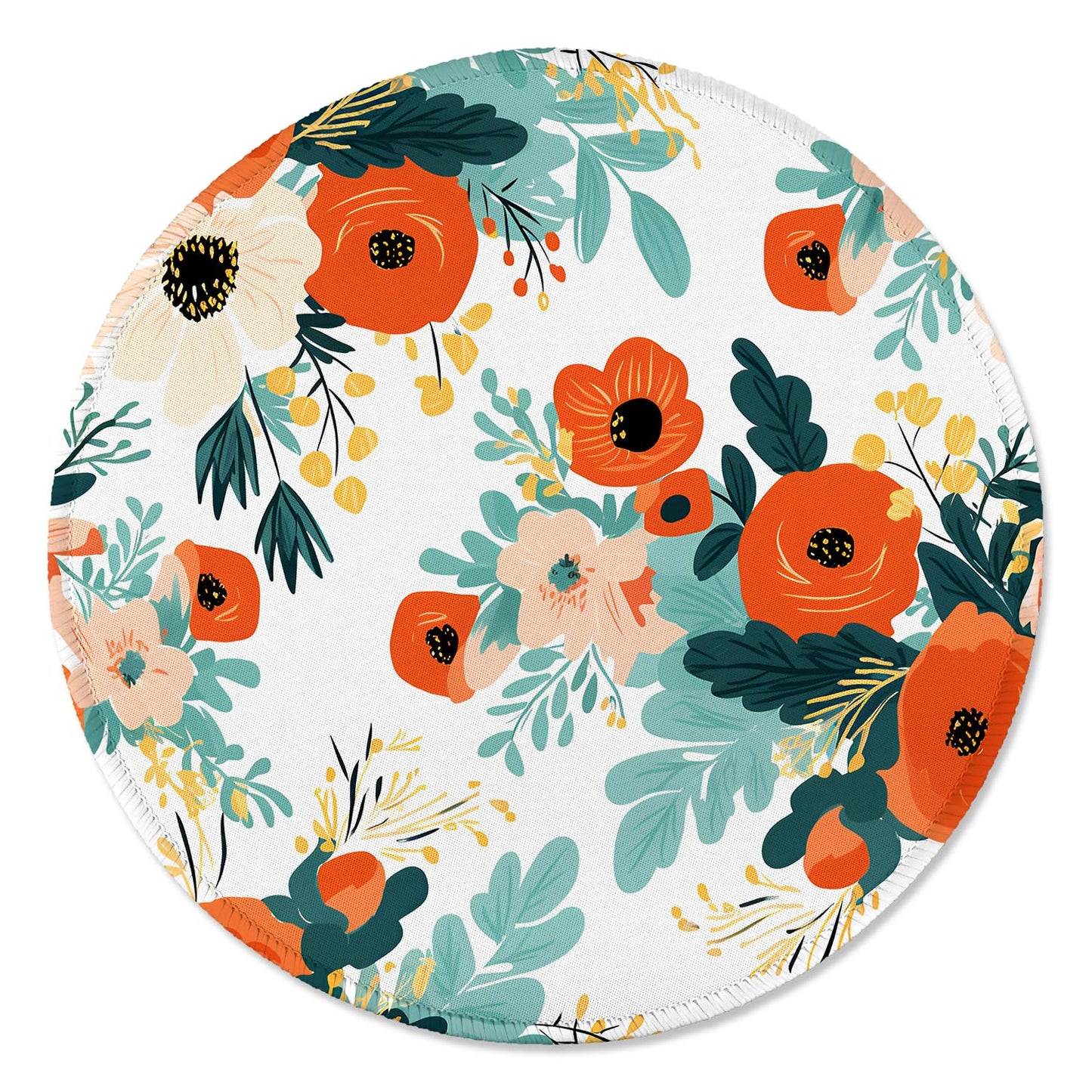 ITNRSIIET Round Mouse Pad with Stitched Edge Premium-Textured Waterproof Non-Slip Rubber Base Desktop Protection Mat Diameter 8.7 inches, Beautiful Flowers