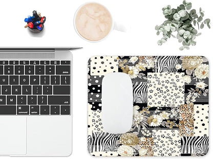 Mouse Pad, Cute Black Polka Dot Lattice Mouse Pads for Desk, 9.5" x 7.9" Non-Slip Rubber Base Computer Mousepad with Women, Portable Square Design for Wireless Mouse and Pad Laptop Office & Travel