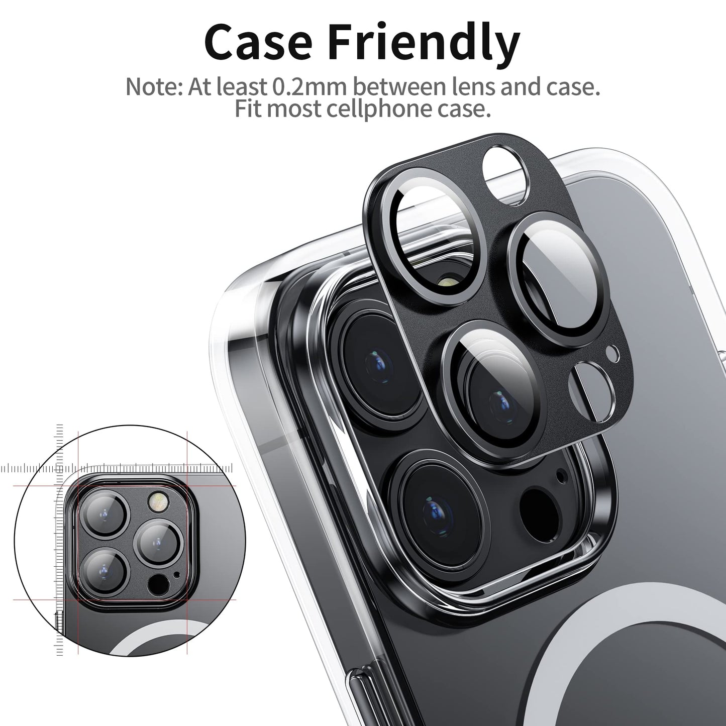 Mansoorr Camera Lens Protector for iPhone 14 Pro / iPhone 14 Pro Max, Alloy Metal Camera Cover with Tempered Glass Screen Protector Accessories,Case Friendly,Scratch Resistant,Easy to Install - Space