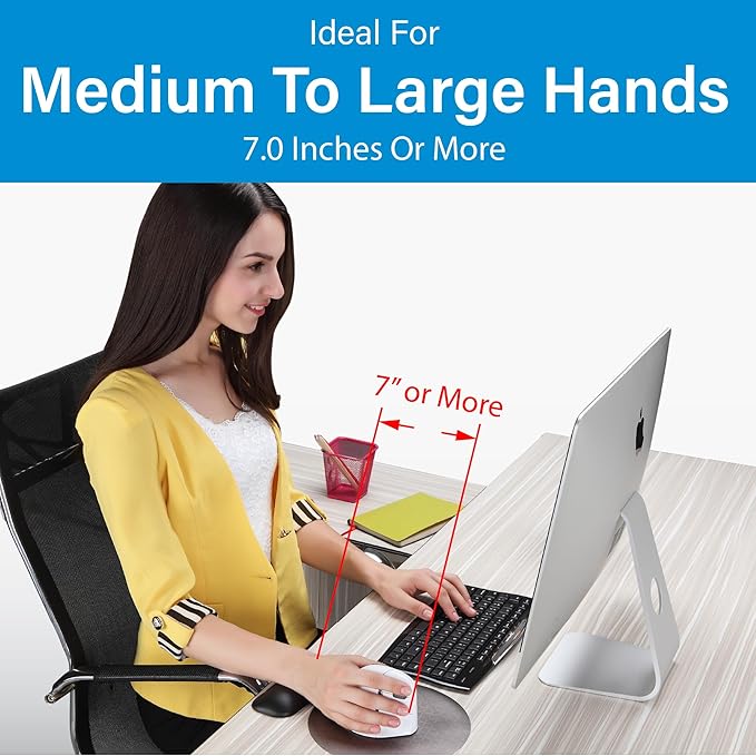 Evoluent – Inventor of the Vertical Mouse – VM4RW Ergonomic Vertical Mouse Right Hand M-to-L Wireless USB, Sculpted for Comfort, Reduces Wrist Strain, Adjustable Speed, Customizable Buttons in Windows