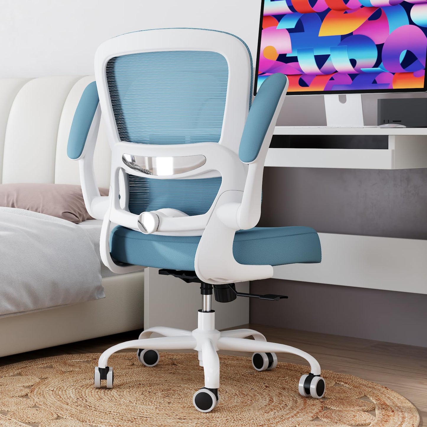 TRALT Office Chair - Ergonomic Desk Chair with Adjustable Lumbar Support, Mesh Computer Chair, Executive Chair for Home Office Comfortable Lumbar Support (1, Sky Blue)
