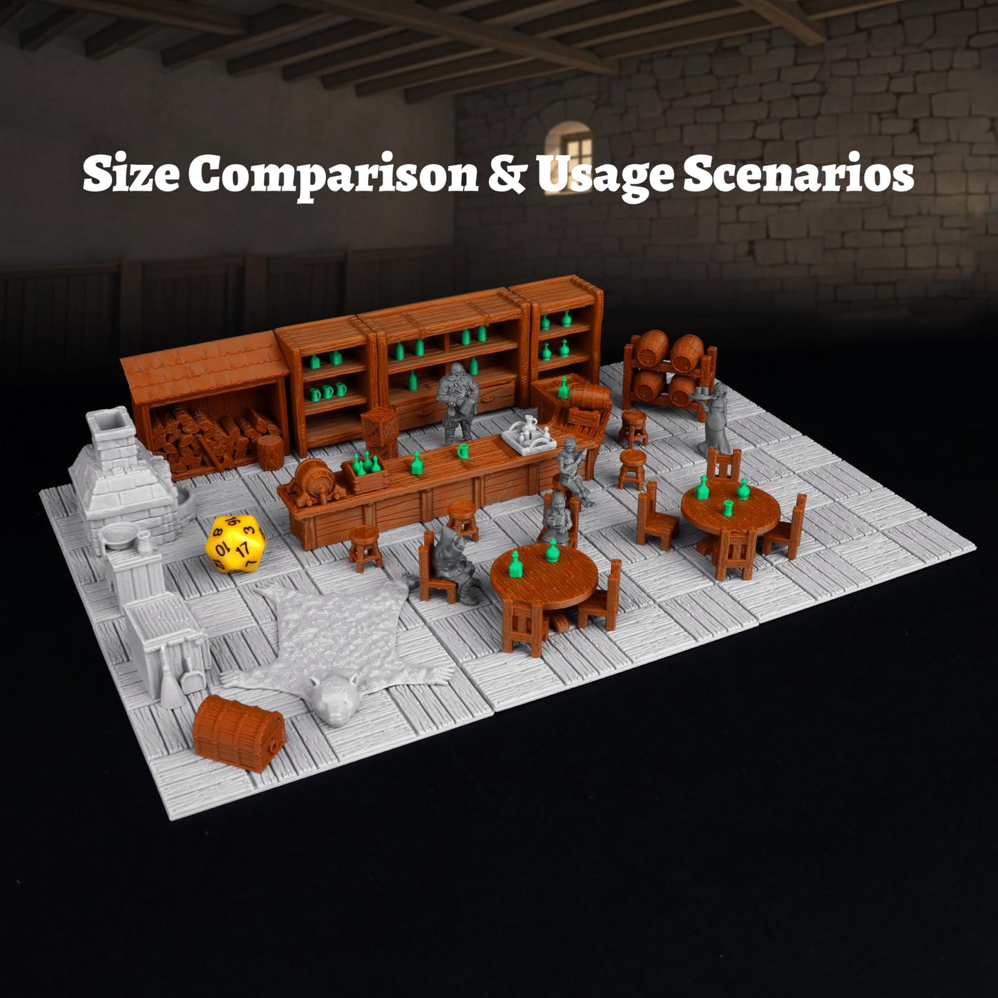 Tavern Bar Furniture RPG Terrain Set for Tabletop Role Playing Games