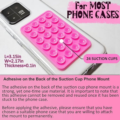 Silicone Suction Phone Case Mount, Non Slip Sticky Phone Grip for Cellphone, Silicon Adhesive Suction Cup Phone Mount, Strong Grip Holder for Selfies and Videos (Black)