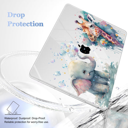 Lepeoac Case for MacBook Pro 13 inch Case M2 2022-2016 A2338 M1 A2251 A2289 A2159 A1989 A1708 A1706, Plastic Hard Shell + Keyboard Cover + Dust Plug - Elephant & Giraffe