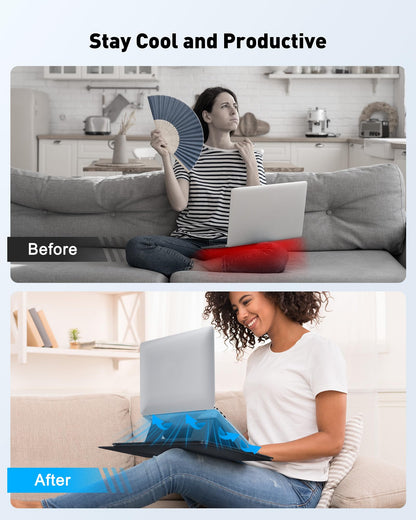 AboveTEK Adjustable Laptop Lap Desk, 3 Ergonomic Angles, PU Leather Non-Slip Surface, Heat Shield, Retractable Mouse Pad, Portable Laptop Lap pad Workstation for Bed, Sofa, Travel