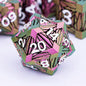 7PCS Metal DND Dice Set with Box, Debris RPG Red D and D Dice for D&D Tabletop Games Role Playing Game, Polyhedral Dice Set D20 D12 D10 D8 D6 D4