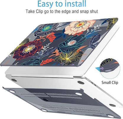 Mektron for 2025 M4 MacBook Air 13.6 Inch A3240 Case Fits 2023 A2681 M2 2024 A3113 M3 Chip with Liquid Retina Display Touch ID, Printed Plastic Hard Shell Cover for MacBook Air 13.6", Dahlia Flowers