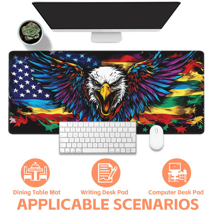 NIYLYNSYN Mouse Pad Large Flag with an Eagle Non-Slip Gaming Desk Mat with Stitched Edge Laptop Keyboard Desk Pad for Work Home Gaming (35.4 x 15.7 Inches)