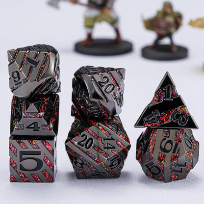 Maywin Decorative Inlay Metal Dice Set 7pcs, Heavy Metal RPG Dice for DND Players and Collectors