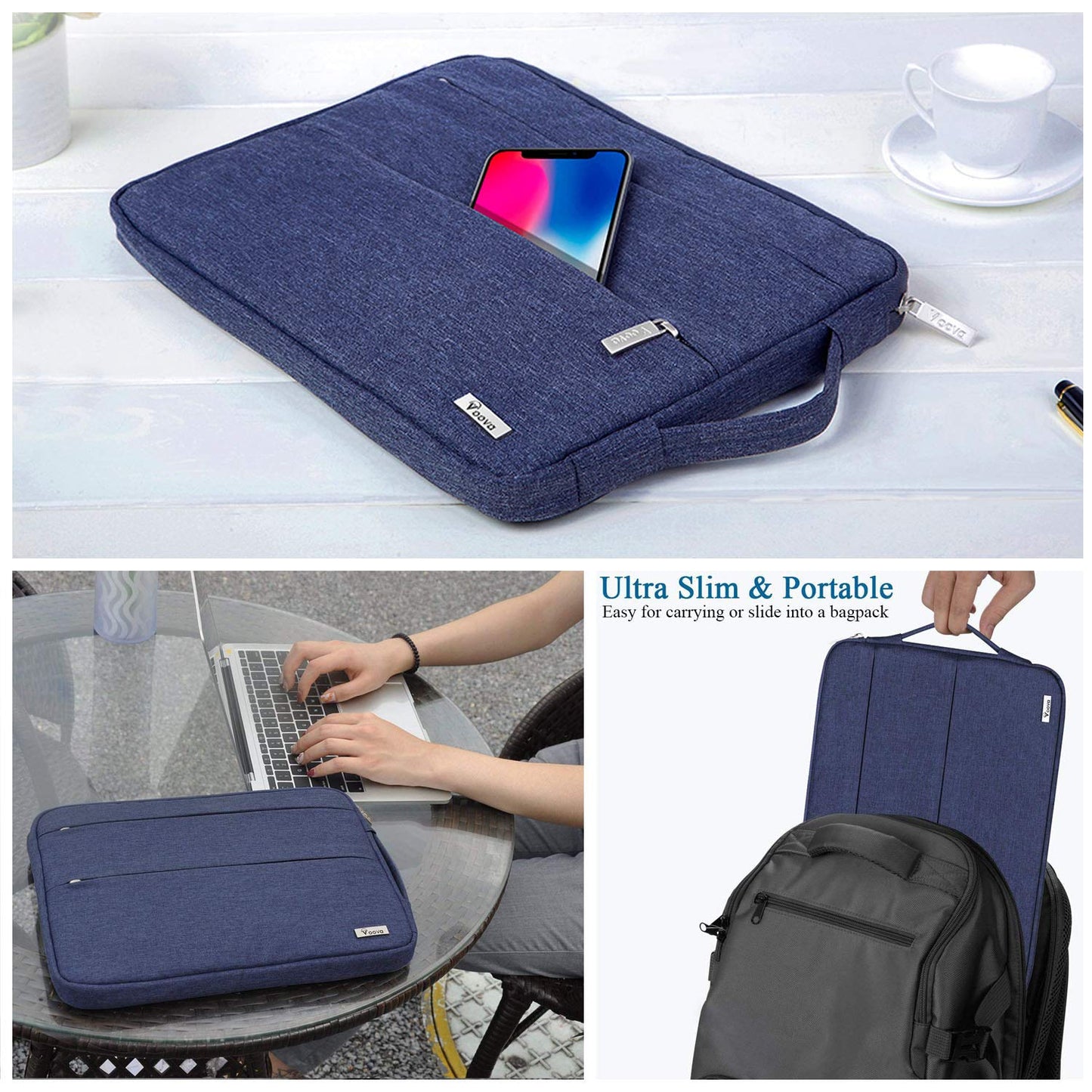 Voova 13.3-13 Inch Laptop Sleeve, MacBook Case，Laptop Case,Blue