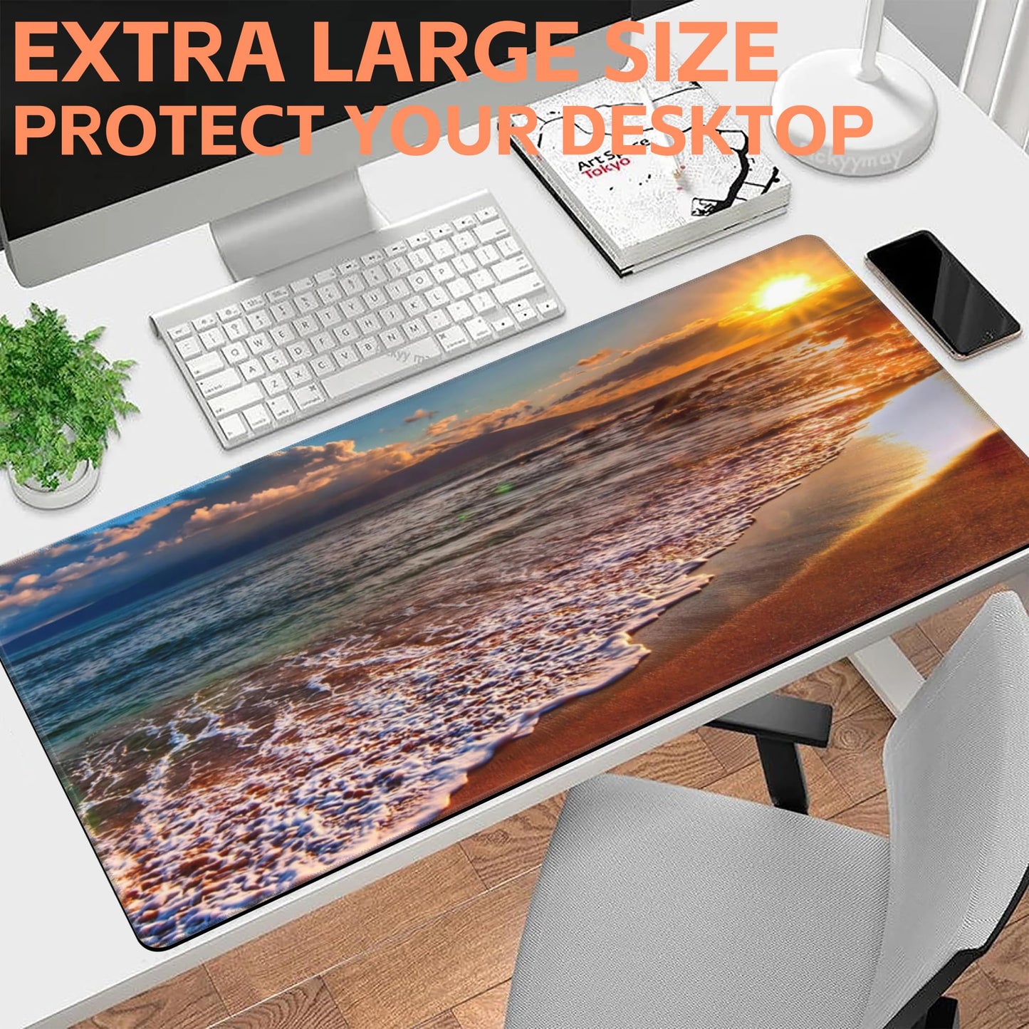 NIYLYNSYN Mouse Pad Large Nice Sunset Non-Slip Game Desk Mat with Stitched Edge Laptop Keyboard Desk Pad for Work Home Gaming (35.4 x 15.7 Inches)