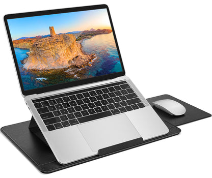 AboveTEK Adjustable Laptop Lap Desk, 3 Ergonomic Angles, PU Leather Non-Slip Surface, Heat Shield, Retractable Mouse Pad, Portable Laptop Lap pad Workstation for Bed, Sofa, Travel