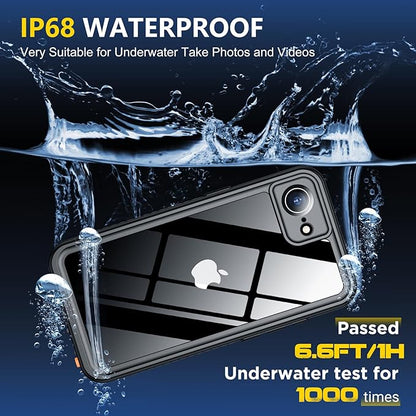 SPIDERCASE for iPhone 16e Case Waterproof,Built-in Screen & Camera Lens Protector[IP68 Underwater] [Military Grade Shockproof] Cell Phone Home Button Stickers, Green/Clear