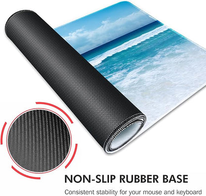 Galdas Gaming Mouse Pad XXL XL Large Long Extended Big Mousepad Non-Slip Rubber Keyboard Mouse Pad with Stitched Edges for Laptop Home Office (31.5x11.8x0.08 Inch) … (Wave 2025)
