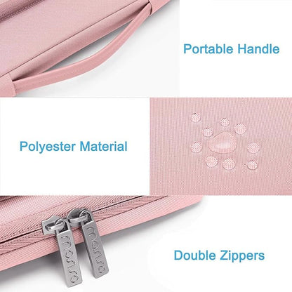 MOSISO 360 Protective Laptop Case 13.3 inch, 13-13.3 inch Laptop Sleeve Compatible with MacBook Air/Pro 13 / Pro 14, HP Dell ASUS Lenovo, Side Open Bag with 2 Raised&1 Flapover Pockets, Pink