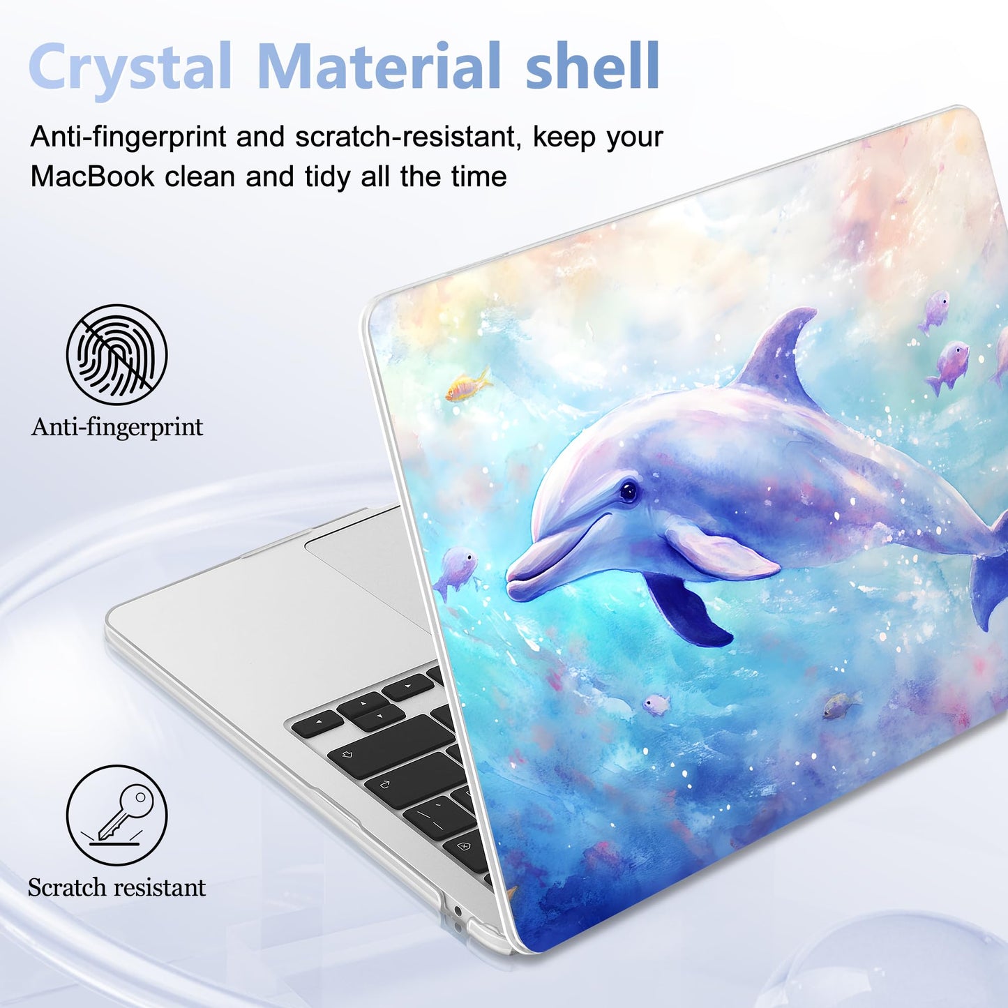Lepeoac Case for 2026/2025/2024/2023 MacBook Air 15-inch Laptop Release M5 A3448 /M4 A3241 /M3 A3114 /M2 A2941, Stylish Protective Hard Shell Cover for MacBook Air 15.3 inch, Blue Whale