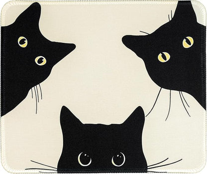 Funny Mouse pad Square Cute Mouse Mat for Wireless Mouse Small Office Computer Mousepad for Desk Mat Laptop with Non-Slip Rubber Base (Three Cats)