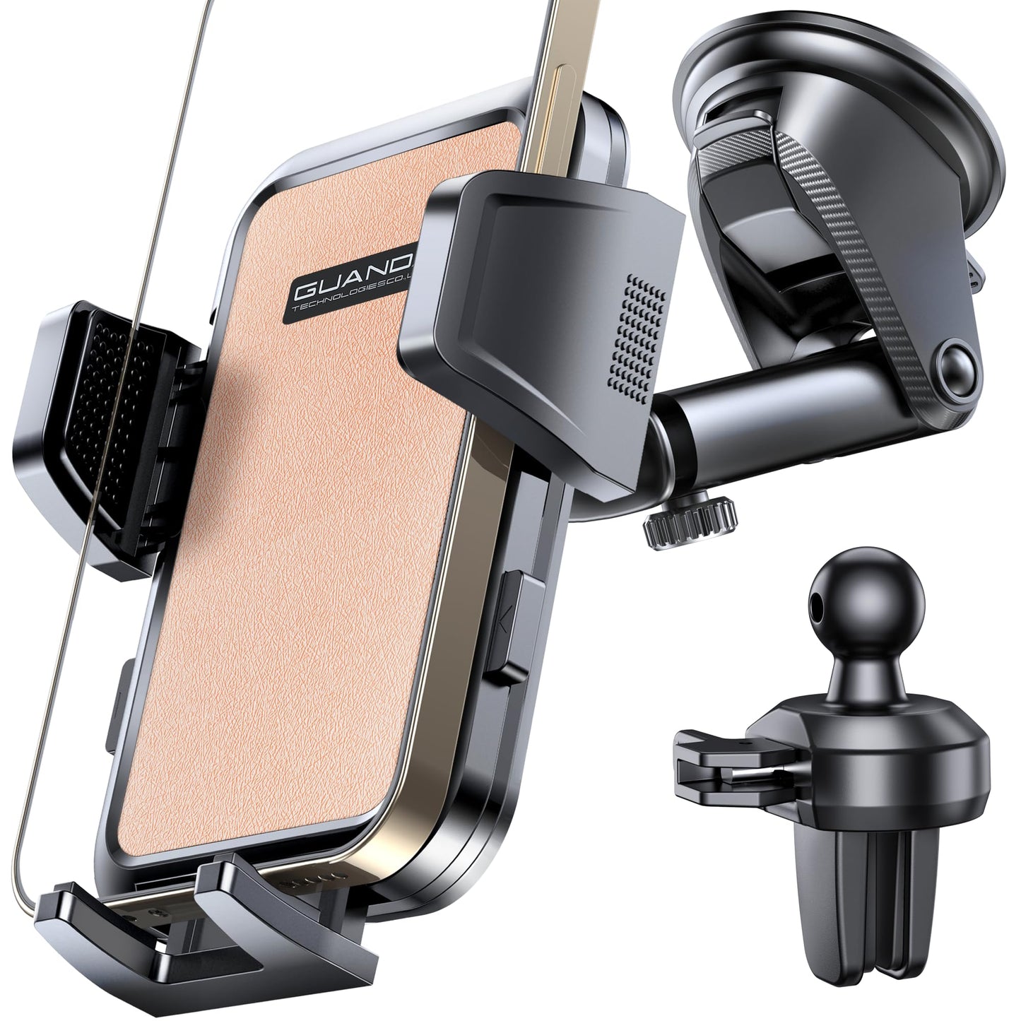 2026 Ultimate Car Phone Holder Mount (+Air Vent Clip) [Military Grade Stable], 360° Rotatable Suction Cup Car Phone Mount for Dashboard Windshield,Truck Cradle Stand for iPhone 17 16 Pro Max Samsung