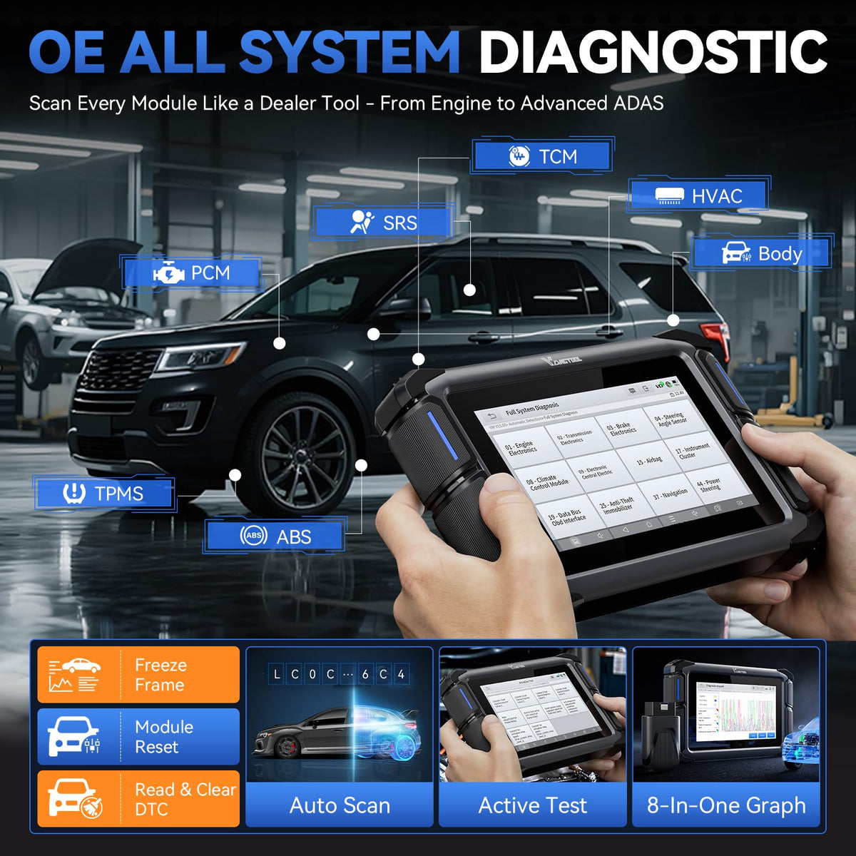 Bidirectional Scan Tool VDIAGTOOL VD70S, Wireless Diagnostic 39+ Resets