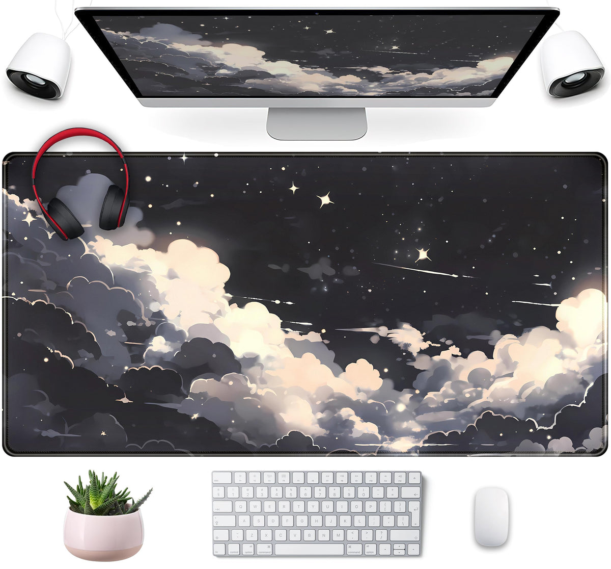 Anime Crow Kawaii Desk Mat Cute Retro Floral Mouse Pad Gaming Desk Pad XXL Large Desk Matt for Desktop Computer Mousepad, Laptop Keyboard Mouse Mat Office Decor Accessories for Women, 31.5x15.75 in