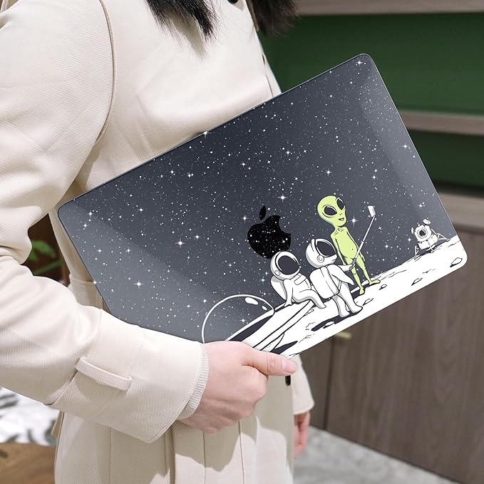 MEEgoodo for MacBook Air 13 inch Case 2021 2020 2019 2018 Released A2337 M1 A2179 A1932 with Touch ID, Plastic Hard Shell & Keyboard Cover Compatible with MacBook Air Case 13.3, Astronauts & Alien