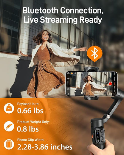 hohem iSteady X3 SE Gimbal Stabilizer for iPhone, Phone Stabilizer with Detachable Remote Control, Portable Foldable 3-Axis Phone Gimbal for Android & iPhone 16 15 Pro Max, Ideal for Travel Vlogging