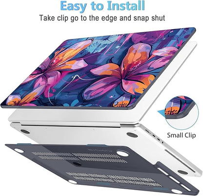 Mektron Case for 2025 MacBook Pro 16" M4 A3403 A3186 M3 A2991 M2 A2780 M1 A2485 (2021/2023/2024) Pro/Max with Touch ID, Hard Shell Plastic Laptop Cover Keyboard Cover, Graffiti Flower
