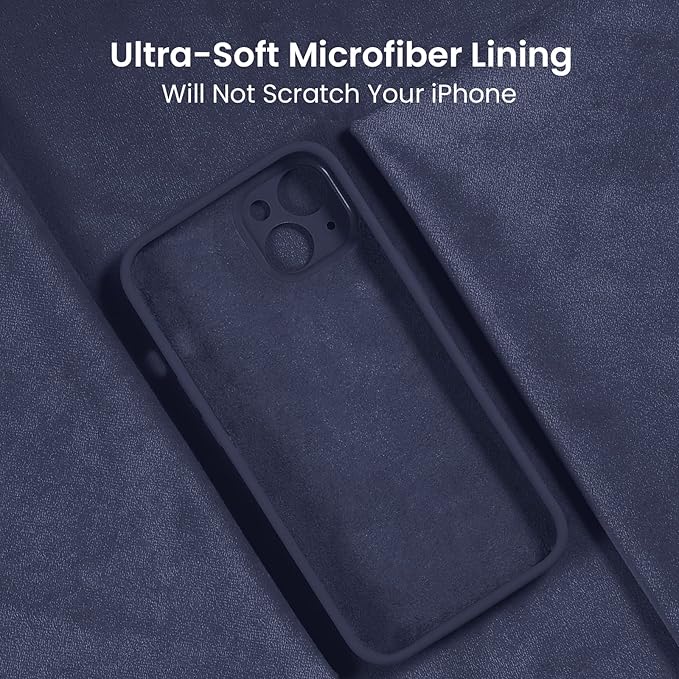 FireNova Designed for iPhone 14 Case, Silicone Upgraded [Camera Protection] Phone Case with [2 Screen Protectors], Soft Anti-Scratch Microfiber Lining Inside, 6.1 inch, Navy Blue