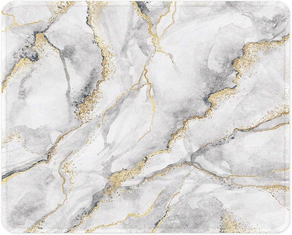 ITNRSIIET Mouse Pad with Stitched Edge Premium Textured Smooth Precise Operation Waterproof Washable Non-Slip Rubber Base Desktop Protection Mat, 10.2×8.3×0.12 inches, Gray Marbling