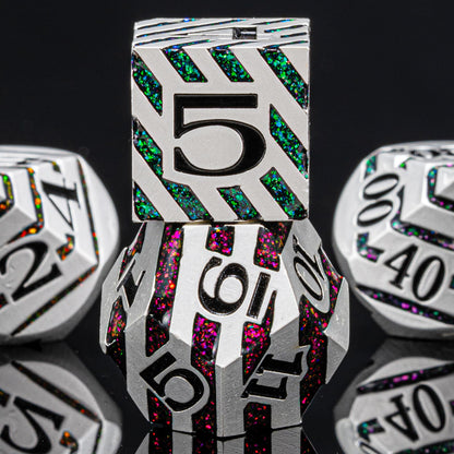 Maywin Luxury Inlay Metal Dice Set, Heavy Zinc Alloy Dice with Decorative Inlay for DND & RPG Games