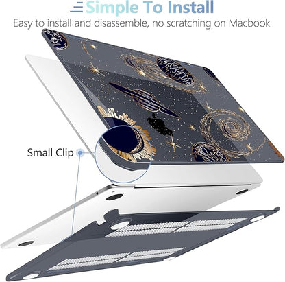 MEEgoodo Case for M4/M3/M2 MacBook Air 13.6 inch Case 2025 2024 2022, Fit Model A3240/A3113/A2681, Laptop Hard Shell with Keyboard Cover Compatible with MacBook Air 13 inch, Planets & Galaxies