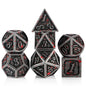 DNDND Metal Dice Set D&D, 7 die Metallic Polyhedral Dice Set with Gift Metal Box and Gold Number for DND Dungeons and Dragons Role Playing Games (Black and Gold)