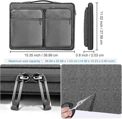 Hseok Laptop Case 15 15.6 16 inch Sleeve with Handle and Hidden Strap,Compatible with MacBook Pro 15.4 16, 360° Protective PC Briefcase with 4 Pockets for Laptop Accessory,Easy to Carrying,Silver gray