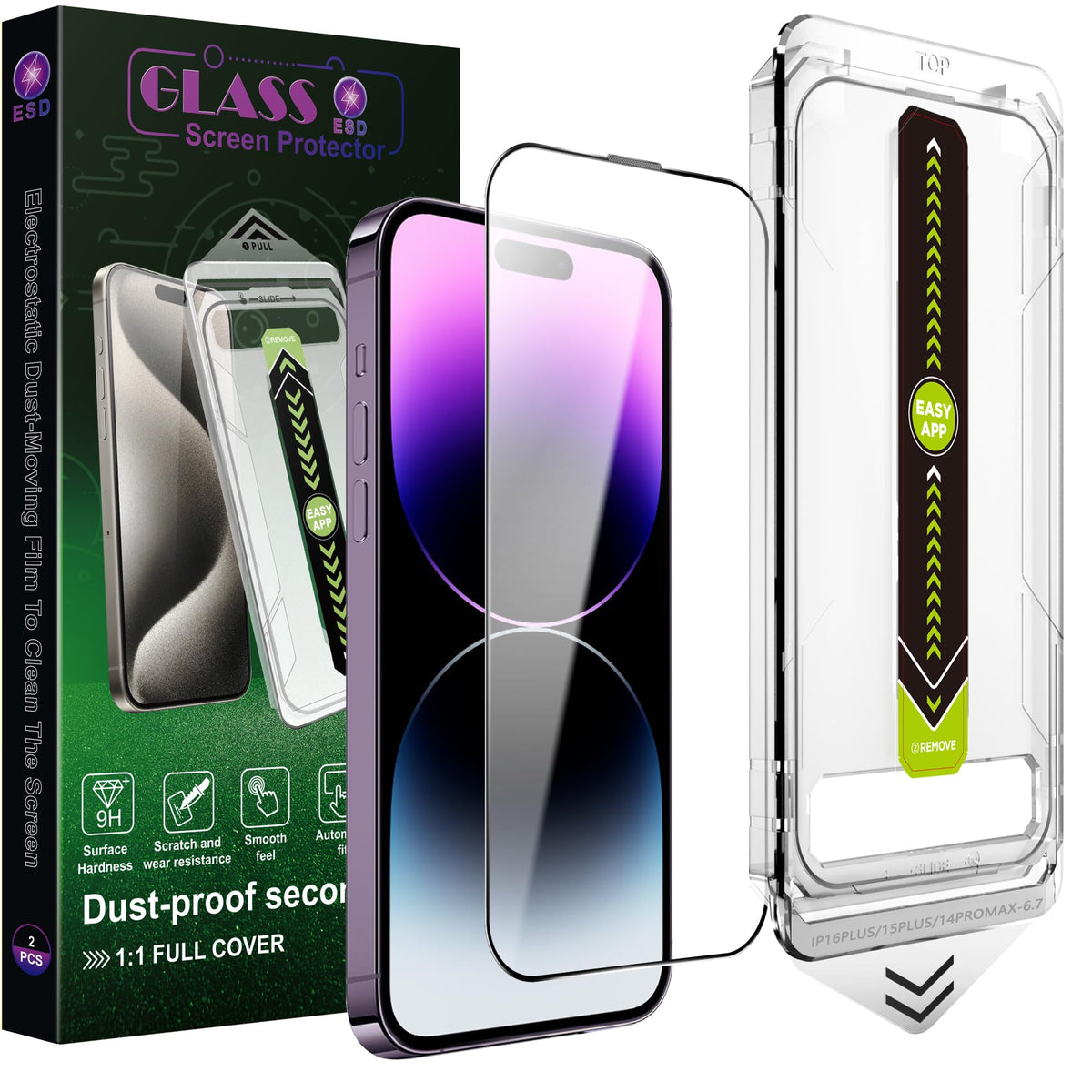 SY SHANGYAN 2 Pack Anti Blue Light Matte Screen Protector for iPhone 15 Pro (6.1-Inch),9H Tempered Glass,Anti-Glare,Full Coverage,Anti-Fingerprint,Auto Dust Removal,Bubble-Free
