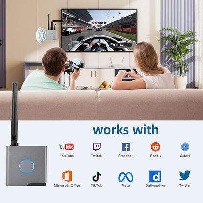 Wireless HDMI Display Dongle Adapter 4K, Wireless Receiver, Streaming Media Video/Audio/File HDMI Wireless Extender from Laptop, PC, Smartphone to HDTV Projector Monitor