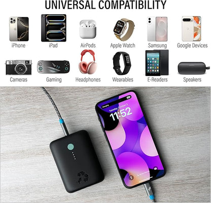 Nimble Champ Lite Portable Charger, 5200mAh Fast Charging Power Bank 15W USB C and A Port with Cable, Travel Essential Battery Pack for iPhone Galaxy Pixel MacBook iPad Kindle Airpod Laptop Tablet