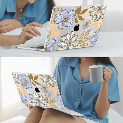 Mektron Case for MacBook Pro 16 Inch A2141 Cover 2019 Release 16" with Liquid Retina Display/Touch ID, Plastic Hard Shell with Keyboard Skin & Screen Protector & Dust Plug, Abstract Floral
