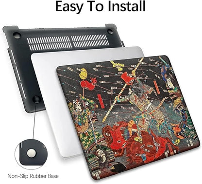 Berkin Arts Compatible with MacBook Pro 13 inch Cover, 2022-2016 Release A2289/A2251/A2338 M1 with Keyboard Cover & Screen Protector Ukiyo-e (The Kusunoki's Final Attack by Kuniyoshi)