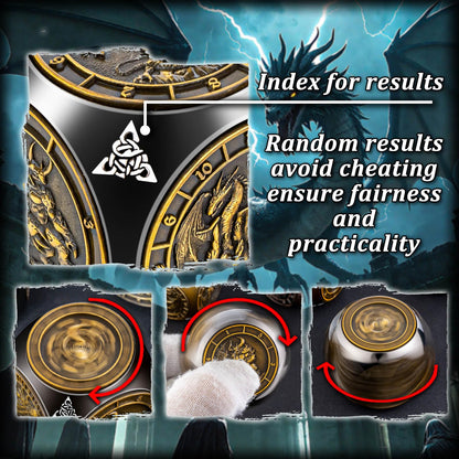 Roycevon 7 in 1 Unique Spinner DND Dice Set D&D, Metal D and D Dice with Gift Box, Dungeons Dragons Role Playing Dice, Black Gold