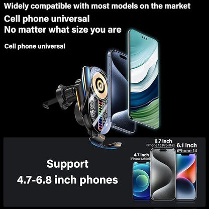 Car Phone Holder Wireless Car Charger, 15W Fast Charging Auto Sensing Clamping Phone Holders for Your Car Vent 360 Adjustable Car Mount for iPhone 16 15 14 13 12 Pro Max, Samsung Glaxy Series