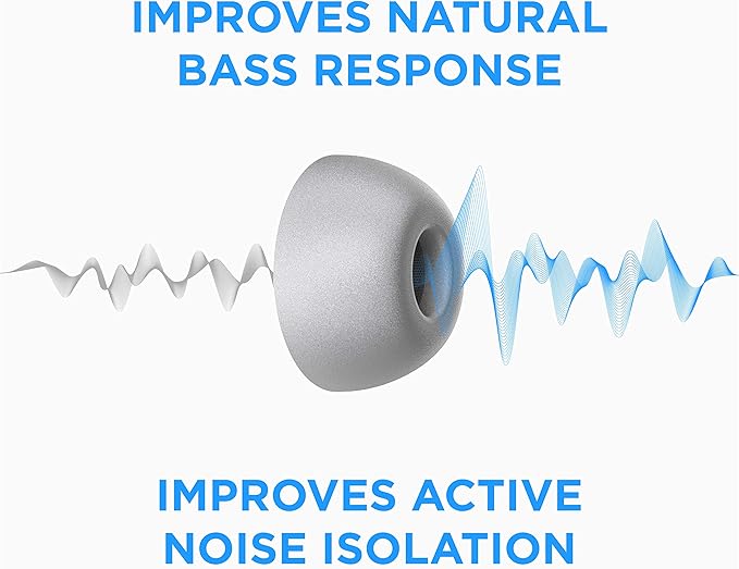 Foam Masters Memory Foam Ear Tips for AirPods Pro 1st & 2nd Gen | Comfortable | Secure | Better Noise Cancellation | Version 3.0 Replacement Buds (Large - 3 Pairs, Gray)