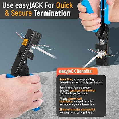 Everest 90° Angled RJ45 Cat6 Keystone Jacks 100-Pack in Yellow - Slim Profile Female RJ45 Connectors - Cat 6 Keystone Jack - Compatible with 90° Angled Speed Termination Tool - easyJACK (B094WB91H3)