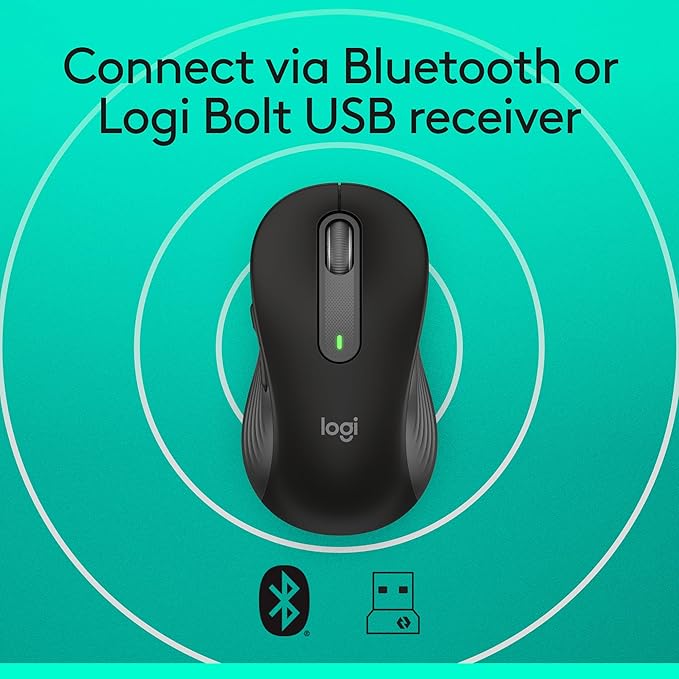 Logitech Wireless Mouse Signature M650 - Small to Medium Sized Hands, Right Handed, 2-Year Battery, Silent Clicks, Customizable Buttons, Bluetooth, PC/Mac?Chromebook - Black