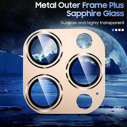 Uyiton for iPhone 13 Pro/iPhone 13 Pro Max Camera Lens Protector, [Strong Adsorption] [Drop Protection] Metal Ring Tempered Glass Rear Camera Screen Cover - Gold
