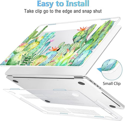 Mektron Case for MacBook Pro 16" M4 A3403 A3186 M3 A2991 M2 A2780 M1 A2485 (2021/2023/2024) Pro/Max with Touch ID, Hard Shell Plastic Laptop Cover Keyboard Cover Screen Protector, Watercolor Cactus
