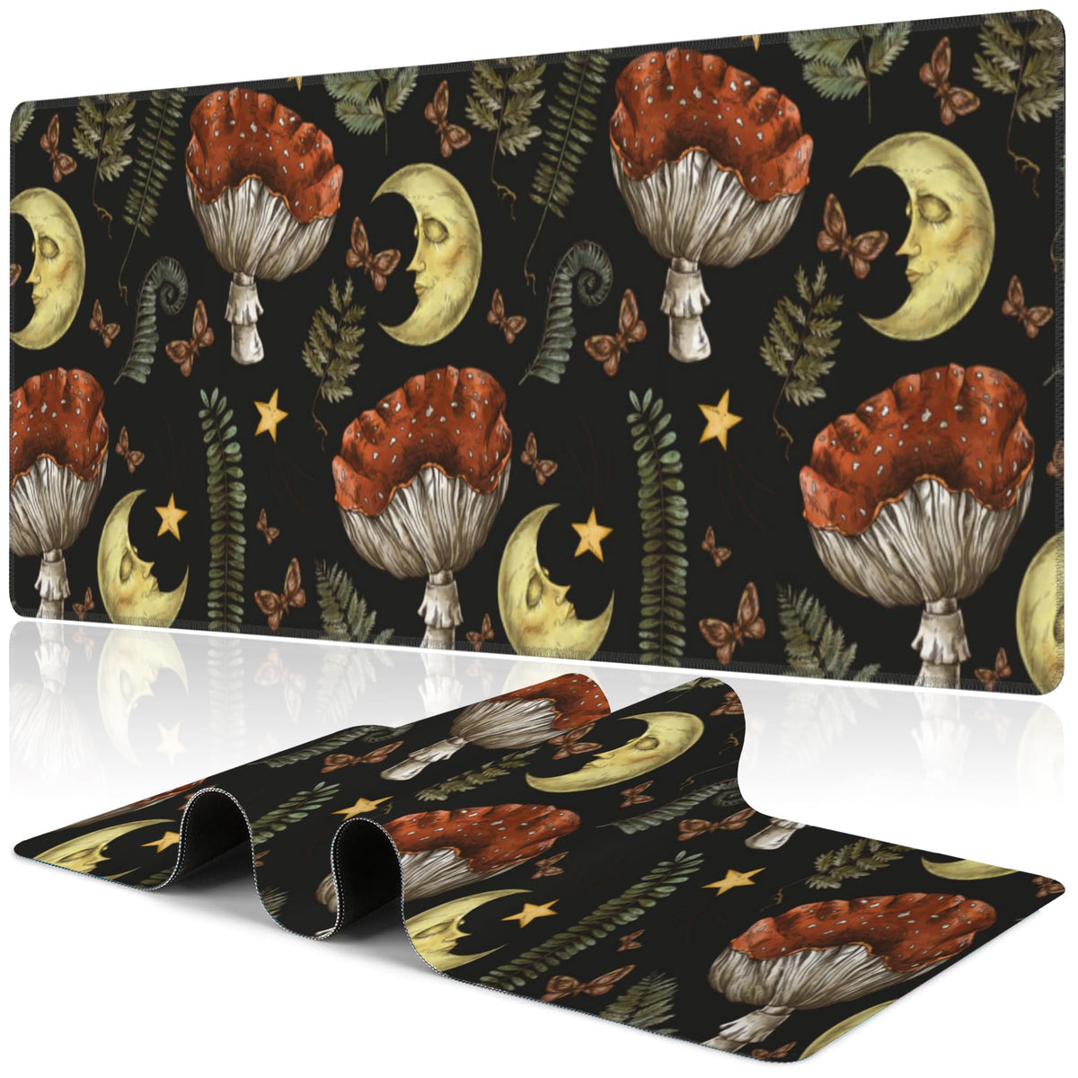 Purple Groovy Flowers Desk Mat,Large Vintage Floral Gaming Keyboard Mouse Pad,Non-Slip Rubber Base Desk Pad Thick Stitched Edges Waterproof Mousepad Mouse Mat 31.5"x11.8"