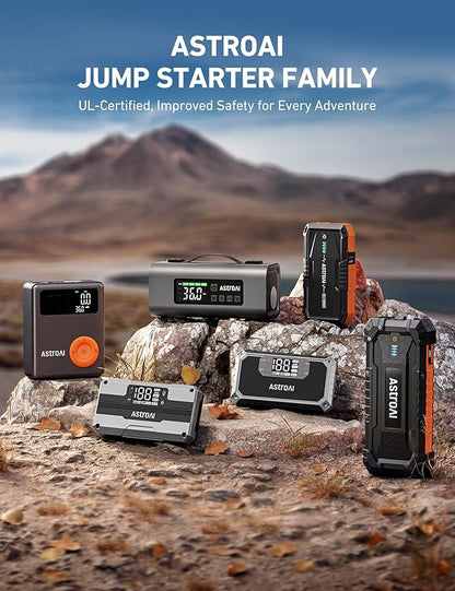 AstroAI S8 Car Battery Jump Starter, 1500A Peak Car Jumper Starter Battery Pack for Up to 6.0L Gas & 3.0L Diesel Engines, 12V Portable Jump Box with 3 Modes Flashlight and Jumper Cable (Orange)