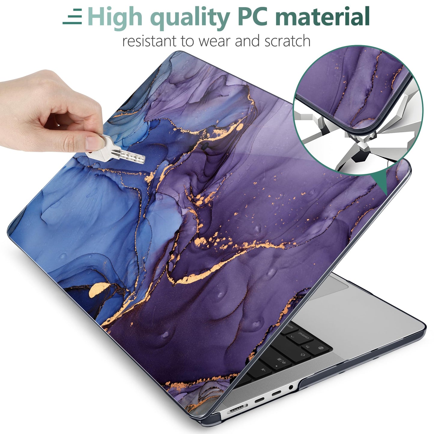DONGKE Compatible with MacBook Pro 16 Inch Case (2026-2021 Release, M5 M4 M3 M2 M1 Pro/Max Chip), Plastic Hard Shell Cover with Keyboard Cover & Screen Protector for MacBook Pro 16", Abstract Marble