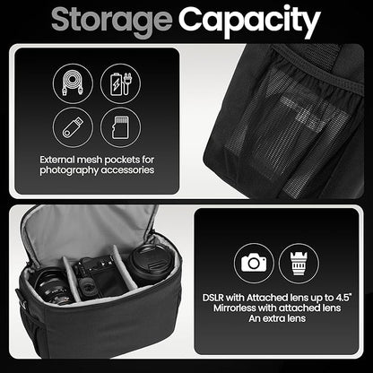 Tamrac Jazz 50 v2.0 Camera Bag for Photographers, Camera Case for Photography Accessories, Shoulder Bag for DSLR and Mirrorless Cameras, Crossbody Camera Bag, Travel Camera Carrying Case – Black