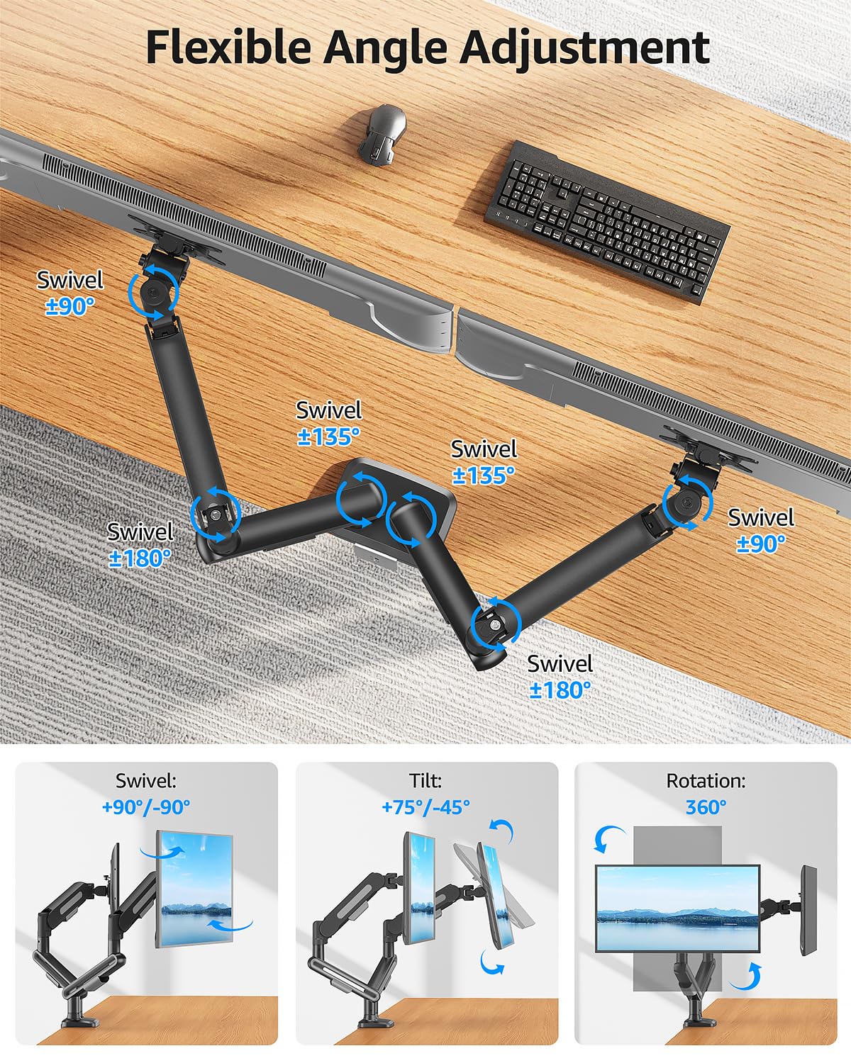 MOUNTUP Dual Monitor Mount, Heavy Duty Monitors Arm